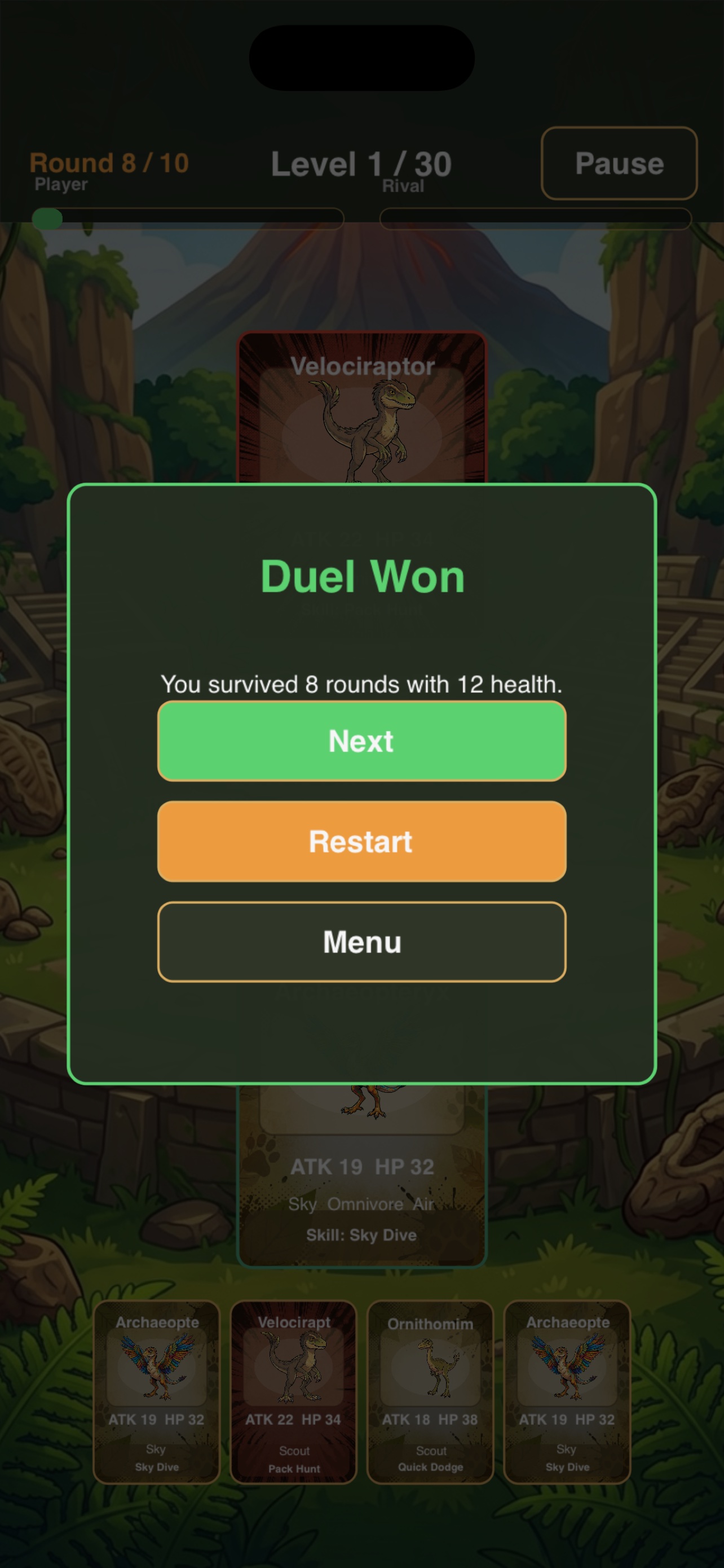 Duel won success screen